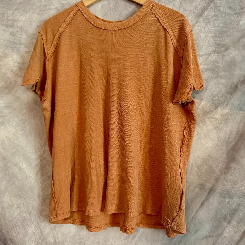 Free People Comfy Shirt Short Sleeve Peach/Mild Pink - Size XS